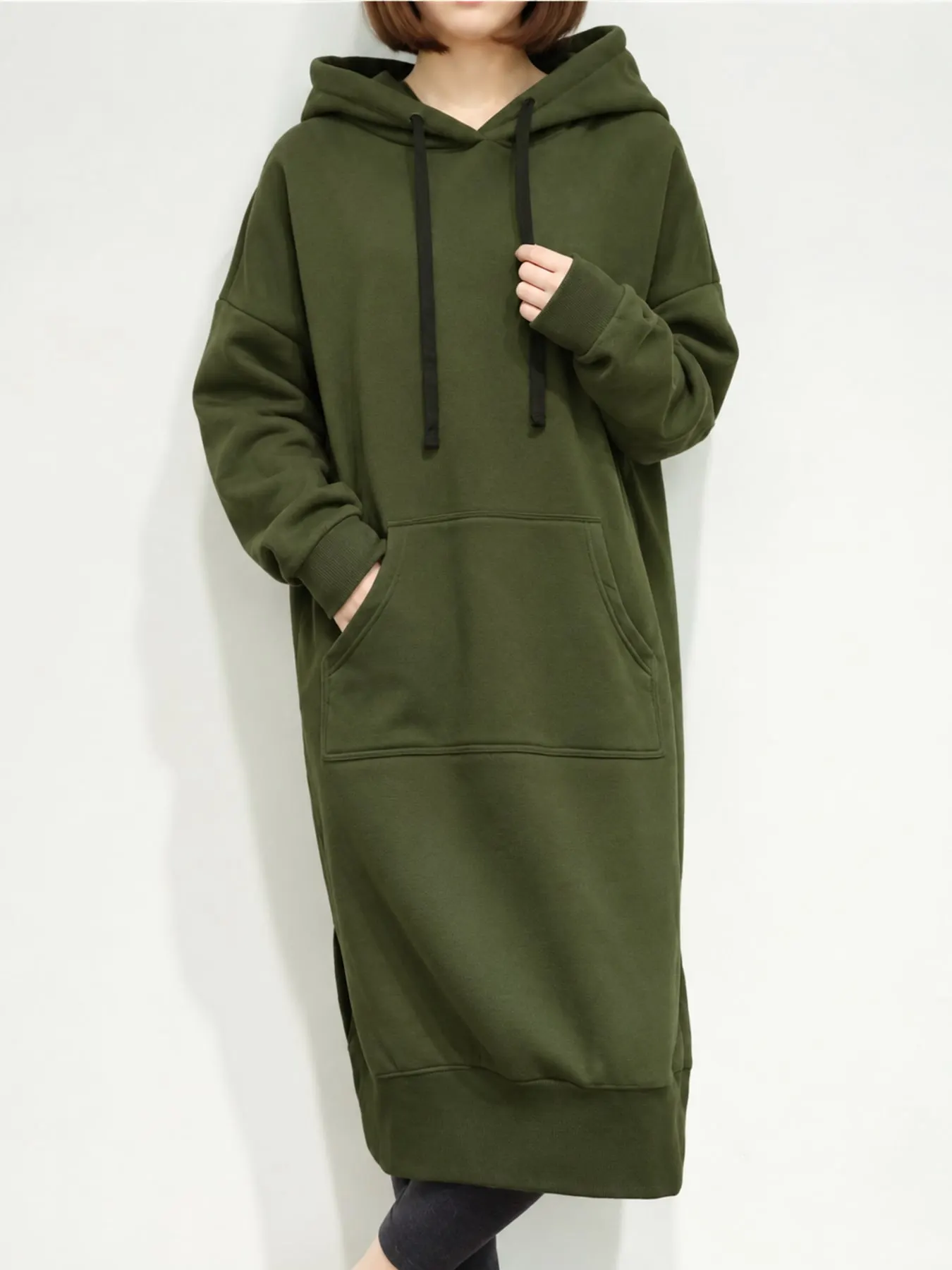 Hooded Sweatshirt Dress with Kangaroo Pocket
