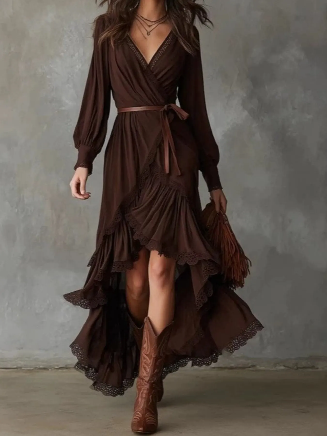 High-Low Hem Surplice Dress