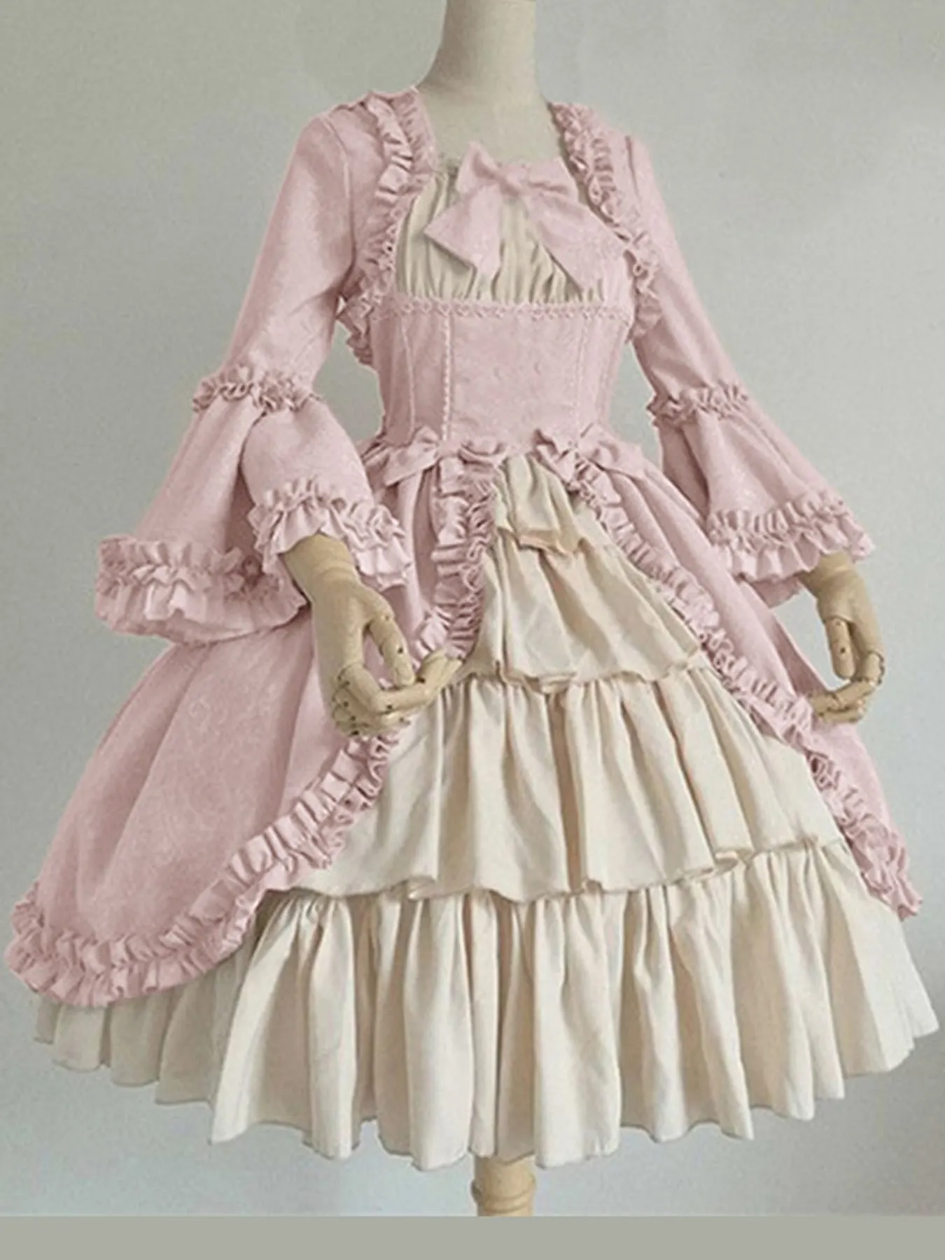 Full Size Vintage Lolita Ruffled Layered Dress Plus Size