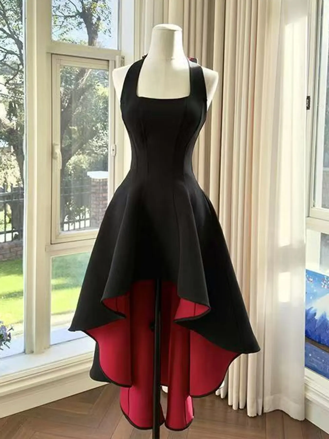 High-Low Halter Neck Evening Dress